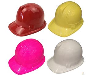 12x Kids Builder Hats Construction Costume Party Helmet Safety Children's Cap - Assorted Colour Pack - Assorted Colour Pack