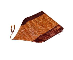 190x32cm Copper Table Runner / Bed End Throw Satin with Gold Glitter Vine Design - Copper