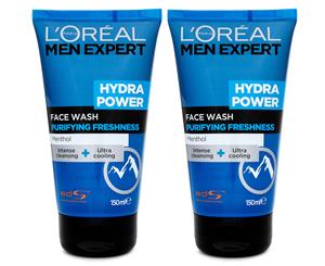 2 x L'Oral Men Expert Hydra Power Face Wash 150mL