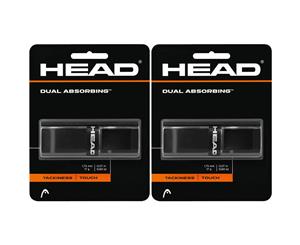 2x Head Dual Absorbing Tennis/Squash Racket/Racquet Handle Tacky Grip Tape/Black