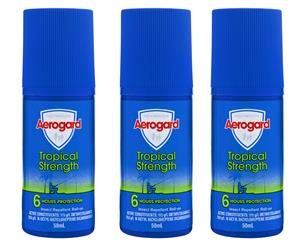 3 x Aerogard Tropical Strength Insect Repellent Roll On 50mL