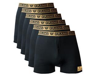 6 Pack Frank and Beans Underwear Mens Cotton Boxer Shorts S M L XL XXL - Black Gold