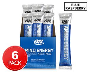 6 x Optimum Nutrition Amin.O Energy Blue Raspberry Stick Packs 54g