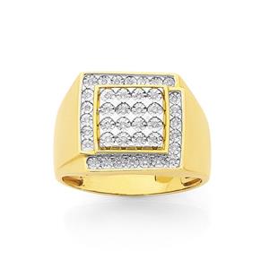 9ct Gold Diamond Gents Ring