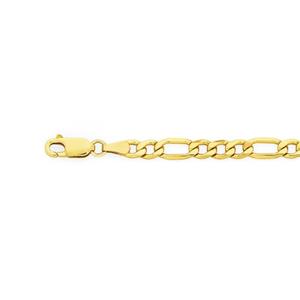 9ct Gold on Silver 19cm Figaro 3+1 Bracelet
