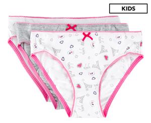 Absorba Girls' Underpants 3-Pack - White/Grey/Pink