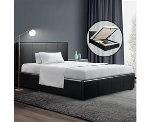 Artiss King Single Size Gas Lift Bed Frame Base With Storage Mattress Leather Black