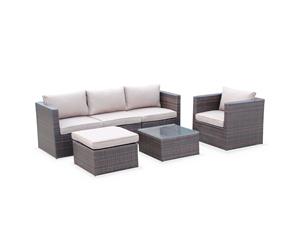 BENITO 5 Seater Outdoor Lounge Set Wicker | Exists in 2 Colours - Brown/Brown
