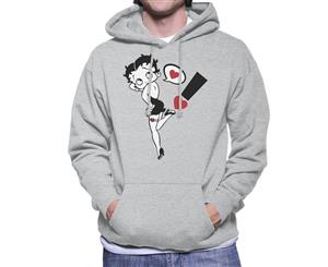 Betty Boop Exclamation Heart Men's Hooded Sweatshirt - Heather Grey