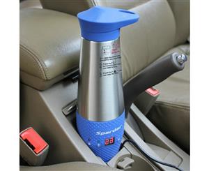 Car Heated Travel Mug Cup 12V Stainless Steel Thermal Mug Travel Camping Outdoor [Colour Blue]