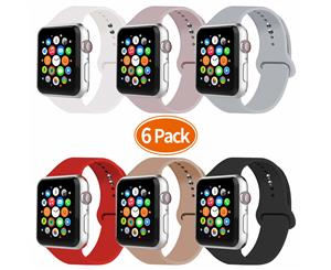 Catzon 6 Packs B Sport Band Watch Band 38MM 42MM 40MM 44MM Soft Silicone Sport Strap 2018 Watch Series 4/3/2/1
