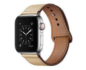 Catzon Watch Band Genuine Leather Loop 38/42mm Watchband For iWatch 40/44mm For Apple Watch 4/3/2/1  Apricot