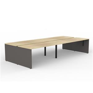 CeVello 1800 x 750mm Oak And Charcoal Four User Double Sided Desk