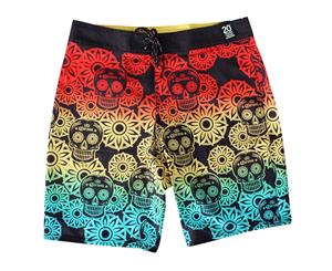Corona Reef Sugar Skull Rainbow Board Shorts