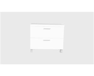 Elisha High Gloss Bedside SideTable 2 Drawer Bedroom-WHITE