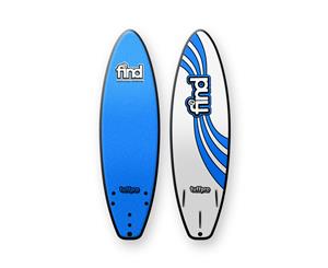 FIND 6Ɔ" TuffPro Soft Surfboard Thruster BLUE EVA RAILS - 3 FCS StyleFin - Blue