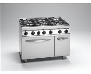 Fagor Cook Top with Gas Oven and Neutral Cabinet Under 700 Series 6 Burners NG - Silver