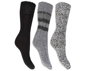 Floso Ladies/Womens Thermal Thick Chunky Wool Blended Socks (Pack Of 3) (Black) - W419