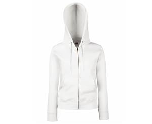 Fruit Of The Loom Ladies Lady-Fit Hooded Sweatshirt Jacket (White) - BC1372