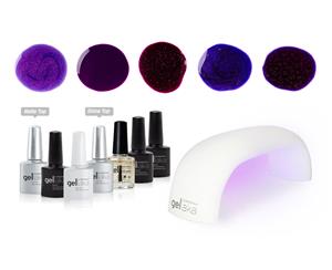 Gellaka Pro Matte Or Shine Gel Nail Kit - Purple Spell - 5 Color