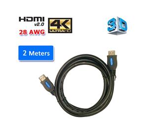 HDMI 2.0 High Speed Cable 2M Gold Plated Connectors Ethernet ARC HD 1080p 3D Cinema Plus 28AWG 4K 60Hz HDCP 2.2 Compatible with Xbox PS4 Apple TV