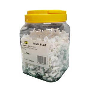 HPM 15mm White Flat Cable Clips - 500 Pack