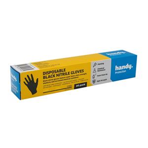 Handy Disposable Nitrile Gloves Black - 20 Pack