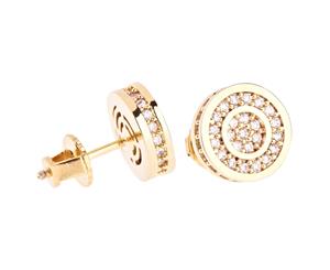 Iced Out Bling Micro Pave Earrings - ROUNDS 10mm gold - Gold
