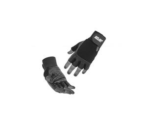 Javson Gym Gloves Weight Lifting Fitness Bodybuilding Strength Training Wrist Leather - Black
