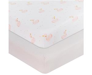 Living Textiles 2-Pack Jersey Cot Fitted Sheet - Swan Princess
