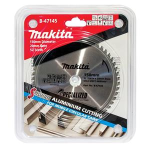 Makita 150mm 52T TCT Circular Saw Blade for Aluminium Cutting - SPECIALIZED