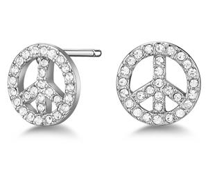 Mestige Peace Earrings w/ Swarovski Crystals - Silver