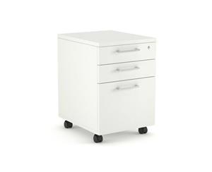 Mobile Pedestal with Lockable Filing Drawers Laminate White - silver