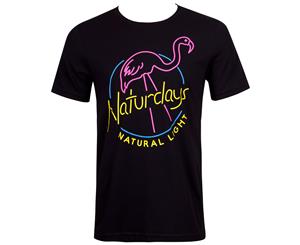 Naturdays Natural Light Beer Neon Flamingo Logo Men&rsquos Black T-Shirt