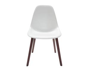 Replica Eames DSW Hal Inspired Chair | Plastic Seat | Walnut Legs - White