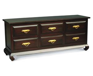Seoul Solid Timber Lowboy w/ 6 Drawers in Chocolate