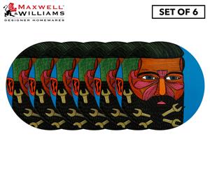Set of 6 Maxwell & Williams 10.5cm Mulga The Artist Ceramic Round Coaster - Spanner Man