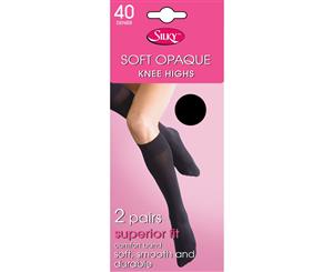 Silky Womens/Ladies Opaque 40 Denier Knee Highs (2 Pairs) (Black) - LW190