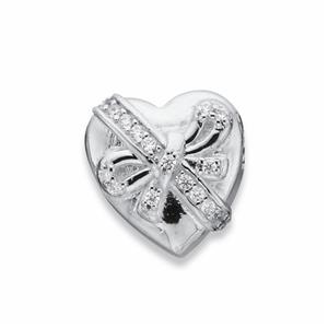 Silver Your Story Cubic Zirconia Bow on Heart Bead