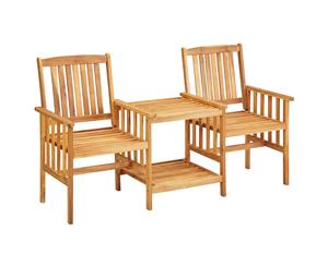 Solid Acacia Wood Garden Chairs with Tea Table Loveseat Patio Furniture