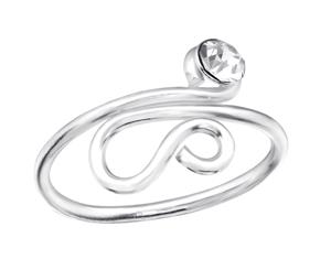 Sterling Silver Crystal Snake Toe Ring