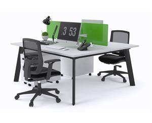 Switch - 2 Person Workstation Black Frame [1200L x 800W] - white green perspex