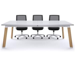 Switch Boardroom Table - Wood Imprint Frame [2400L x 1200W] - White