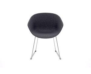 Teddy Fabric Tub Chair - Sled Base Chrome Leg - grey upholstered