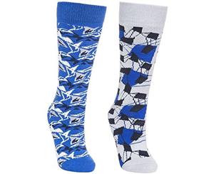 Trespass Childrens/Kids Rockies Ski Socks (Pack Of 2) (Bright Blue/Platinum) - TP4535