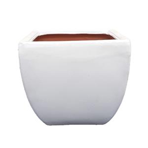 Tuscan Path 12 x 10cm White Squat Round Glazed Pot