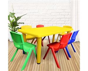 1.2M Kid's Adjustable Yellow Rectangle Table with 6 Chairs Mix Set