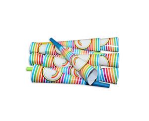 12pce Rainbow Theme Party Blow Horns 20cm for Birthday Parties