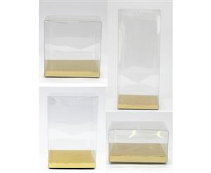 20 CLEAR PVC Boxes with GOLD Base Wedding Party Bomboniere Candy Favor Favour