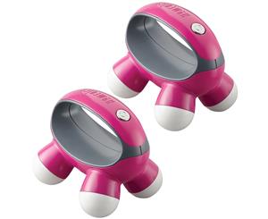2x HoMedics QuaD Portable Electric Hand Held Vibration Massager Body/Back - Pink